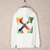 Men's casual cotton Arrow print Long sleeve hoodies White 5097