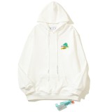 Men's casual cotton Arrow print Long sleeve hoodies White 5097