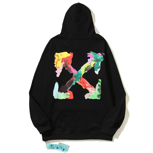 Men's casual cotton Arrow print Long sleeve hoodies black 5097