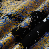 Men's casual cotton Arrow print Long sleeve hoodies black 5128