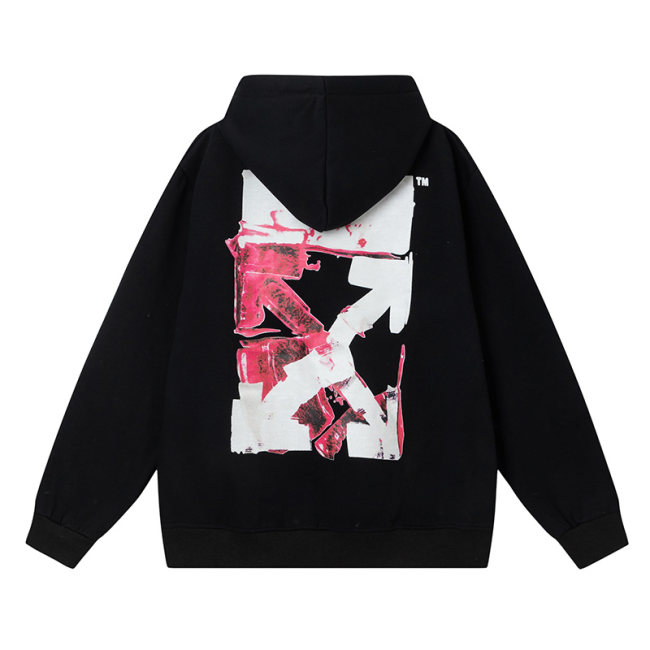 Men's casual cotton Arrow print Long sleeve hoodies black 5121