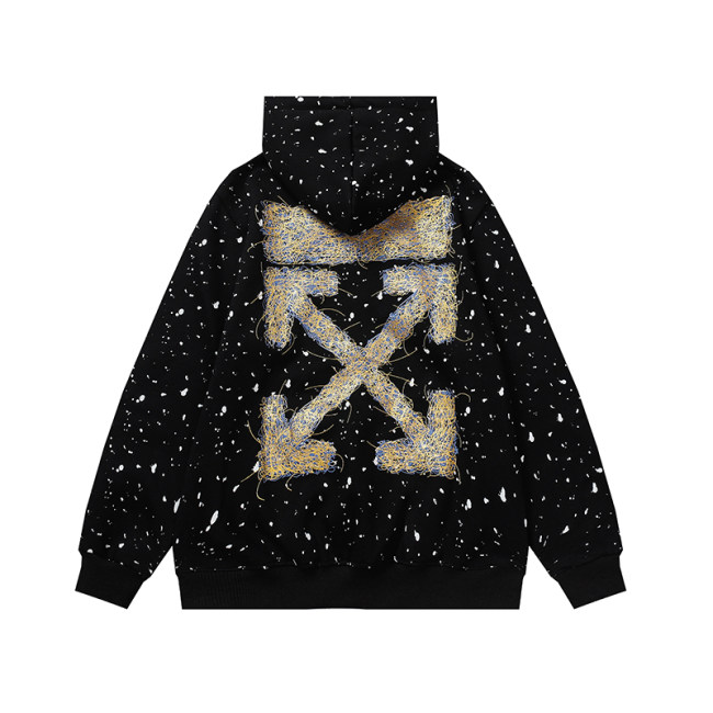 Men's casual cotton Arrow print Long sleeve hoodies black 5128