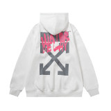 Men's casual cotton Arrow print Long sleeve hoodies white 5145