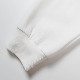 Men's casual cotton Arrow print Long sleeve hoodies white 5145