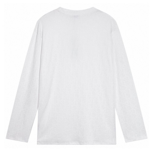 Men's casual jacquard Round neck long sleeved T-shirt White K616