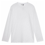 Men's casual jacquard Round neck long sleeved T-shirt White K616