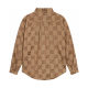 Men's casual jacquard Long sleeve shirt Brown 6211