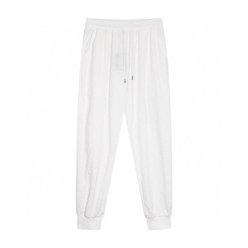 Men's casual jacquard Drawstring pocket pants White 666