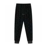 Men's casual jacquard Drawstring pocket pants black 666