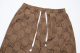 Men's casual jacquard Drawstring pocket pants brown 6212