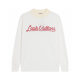 Men's casual cashmere wool Striped embroidery Long sleeve Sweater white A005