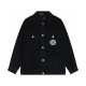 Men's casual Embroidery Long sleeve Loose denim Jacket black NZ04