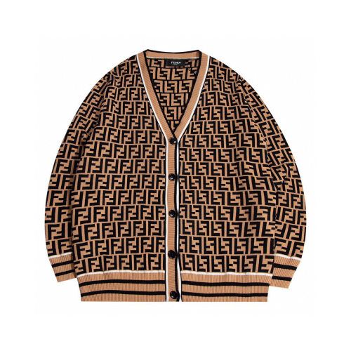 Men's casual jacquard Long sleeve Sweater Cardigan Brown K612