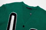 unisex casual jacquard Long sleeve Sweater Cardigan green K635