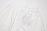 Men's casual jacquard Drawstring pocket pants White 666