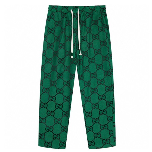 Men's casual jacquard Drawstring pocket pants green 6212