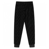 Men's casual jacquard Drawstring pocket pants Black K665