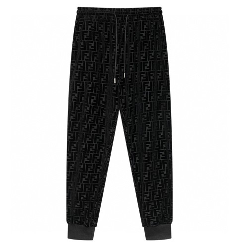 Men's casual jacquard Drawstring pocket pants Black K665