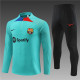 adult FC Barcelona 2023-2024 Mens Soccer Jersey Quick Dry Casual long Sleeve trousers suit lake blue