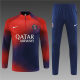 adult Paris Saint-Germain F.C.2023-2024 Mens Soccer Jersey Quick Dry Casual long Sleeve trousers suit red blue