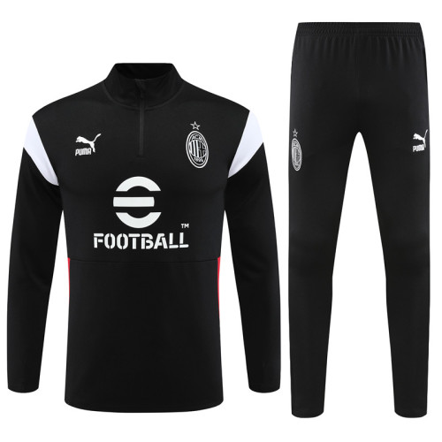 adult Associazione Calcio Milan 2023-2024 Mens Soccer Jersey Quick Dry Casual long Sleeve trousers suit black