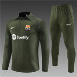 adult FC Barcelona 2023-2024 Mens Soccer Jersey Quick Dry Casual long Sleeve trousers suit Green