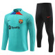 adult FC Barcelona 2023-2024 Mens Soccer Jersey Quick Dry Casual long Sleeve trousers suit lake blue