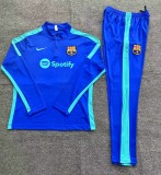 adult FC Barcelona 2023-2024 Mens Soccer Jersey Quick Dry Casual long Sleeve trousers suit blue
