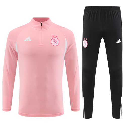 adult Algeria national football team 2023-2024 Mens Soccer Jersey Quick Dry Casual long Sleeve trousers suit pink
