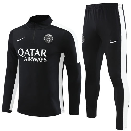 adult Paris Saint-Germain F.C.2023-2024 Mens Soccer Jersey Quick Dry Casual long Sleeve trousers suit black