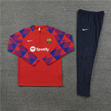 adult FC Barcelona 2023-2024 Mens Soccer Jersey Quick Dry Casual long Sleeve trousers suit red