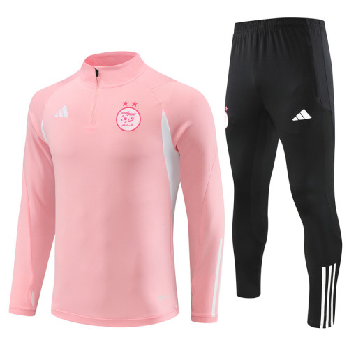 adult Algeria national football team 2023-2024 Mens Soccer Jersey Quick Dry Casual long Sleeve trousers suit pink