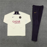 adult Paris Saint-Germain F.C.2023-2024 Mens Soccer Jersey Quick Dry Casual long Sleeve trousers suit white
