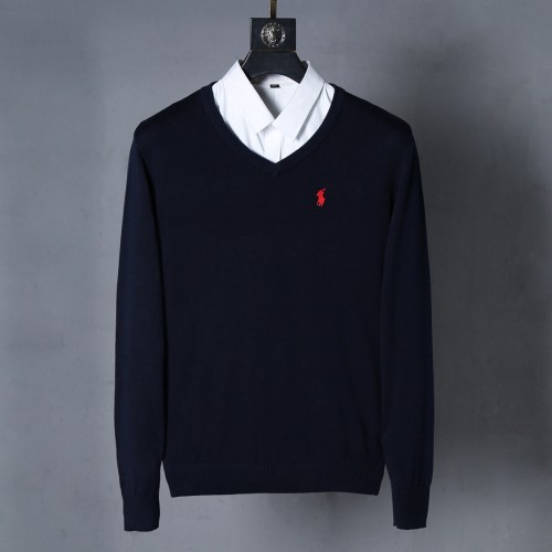 Men's casual embroidery Long sleeve Sweater blue-red 6002
