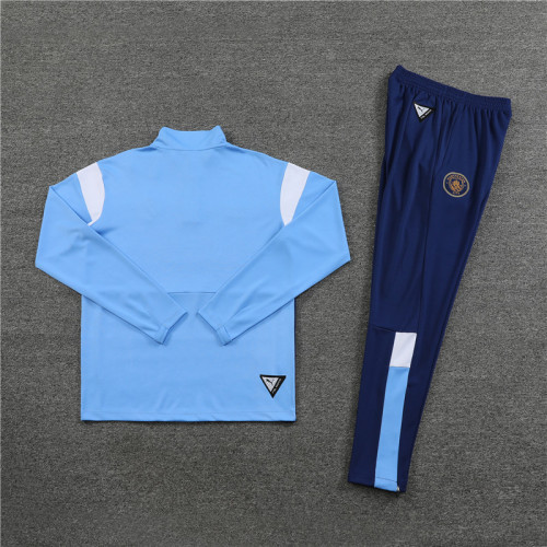 adult Manchester City F.C. 2023-2024 Mens Soccer Jersey Quick Dry Casual long Sleeve trousers suit blue