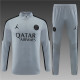 adult Paris Saint-Germain F.C.2023-2024 Mens Soccer Jersey Quick Dry Casual long Sleeve trousers suit light gray