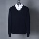 Men's casual embroidery Long sleeve Sweater blue-green 6002