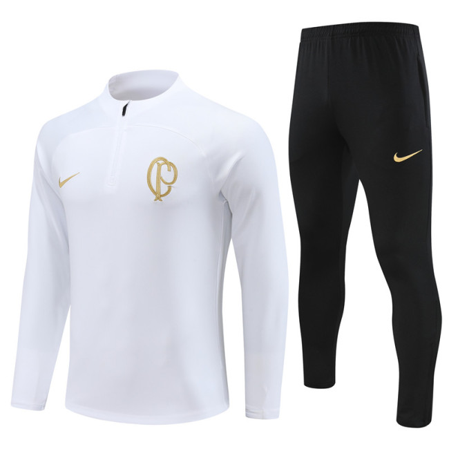 adult Sport Club Corinthians Paulista 2023-2024 Mens Soccer Jersey Quick Dry Casual long Sleeve trousers suit white