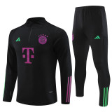 adult Fußball-Club Bayern München 2023-2024 Mens Soccer Jersey Quick Dry Casual long Sleeve trousers suit black
