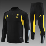 adult Juventus F.C. 2023-2024 Mens Soccer Jersey Quick Dry Casual long Sleeve trousers suit black