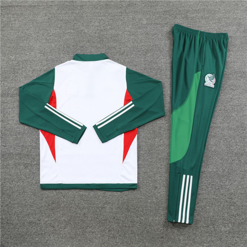 adult Mexico national football team 2023-2024 Mens Soccer Jersey Quick Dry Casual long Sleeve trousers suit white green