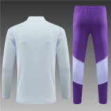 adult Cruzeiro Esporte Clube 2023-2024 Mens Soccer Jersey Quick Dry Casual long Sleeve trousers suit Grey Purple