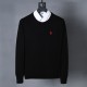 Men's casual embroidery Long sleeve round neck  Sweater black red 6001