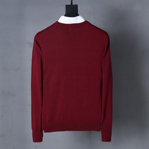 Men's casual embroidery Long sleeve round neck  Sweater red black 6001