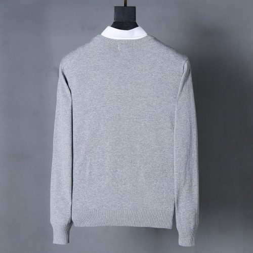 Men's casual embroidery Long sleeve round neck  Sweater grey black 6001