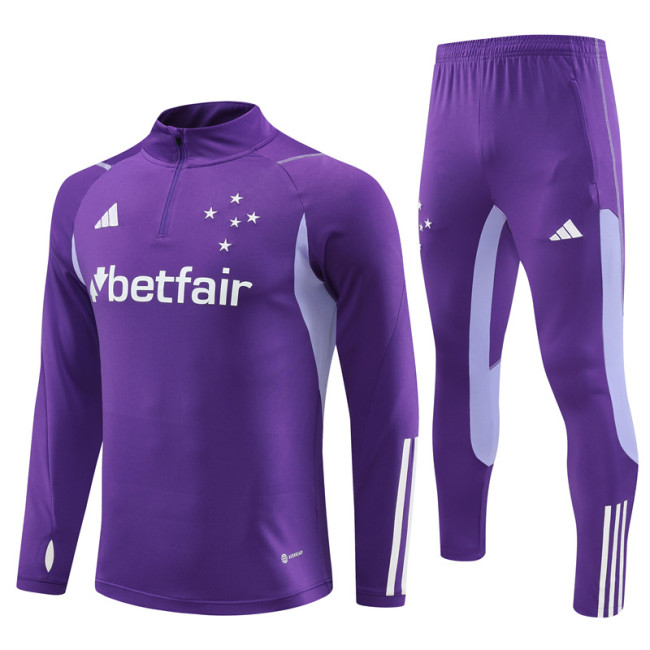 adult Cruzeiro Esporte Clube 2023-2024 Mens Soccer Jersey Quick Dry Casual long Sleeve trousers suit Purple