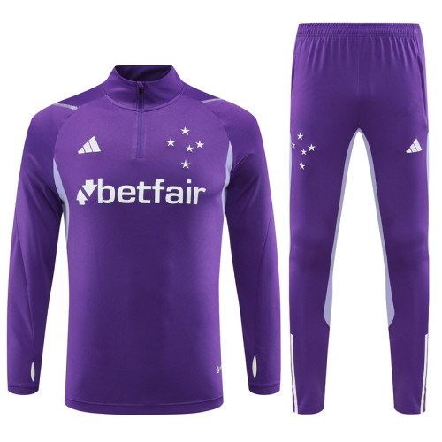 adult Cruzeiro Esporte Clube 2023-2024 Mens Soccer Jersey Quick Dry Casual long Sleeve trousers suit Purple