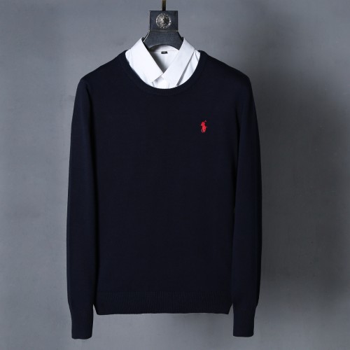 Men's casual embroidery Long sleeve round neck  Sweater blue red 6001