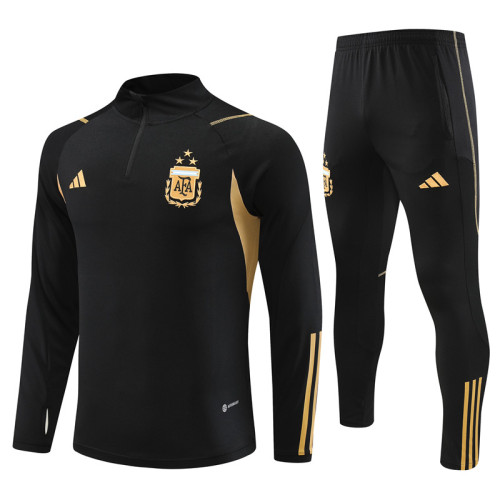 adult Argentina national football team 2023-2024 Mens Soccer Jersey Quick Dry Casual long Sleeve trousers suit black
