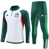 adult Mexico national football team 2023-2024 Mens Soccer Jersey Quick Dry Casual long Sleeve trousers suit white green